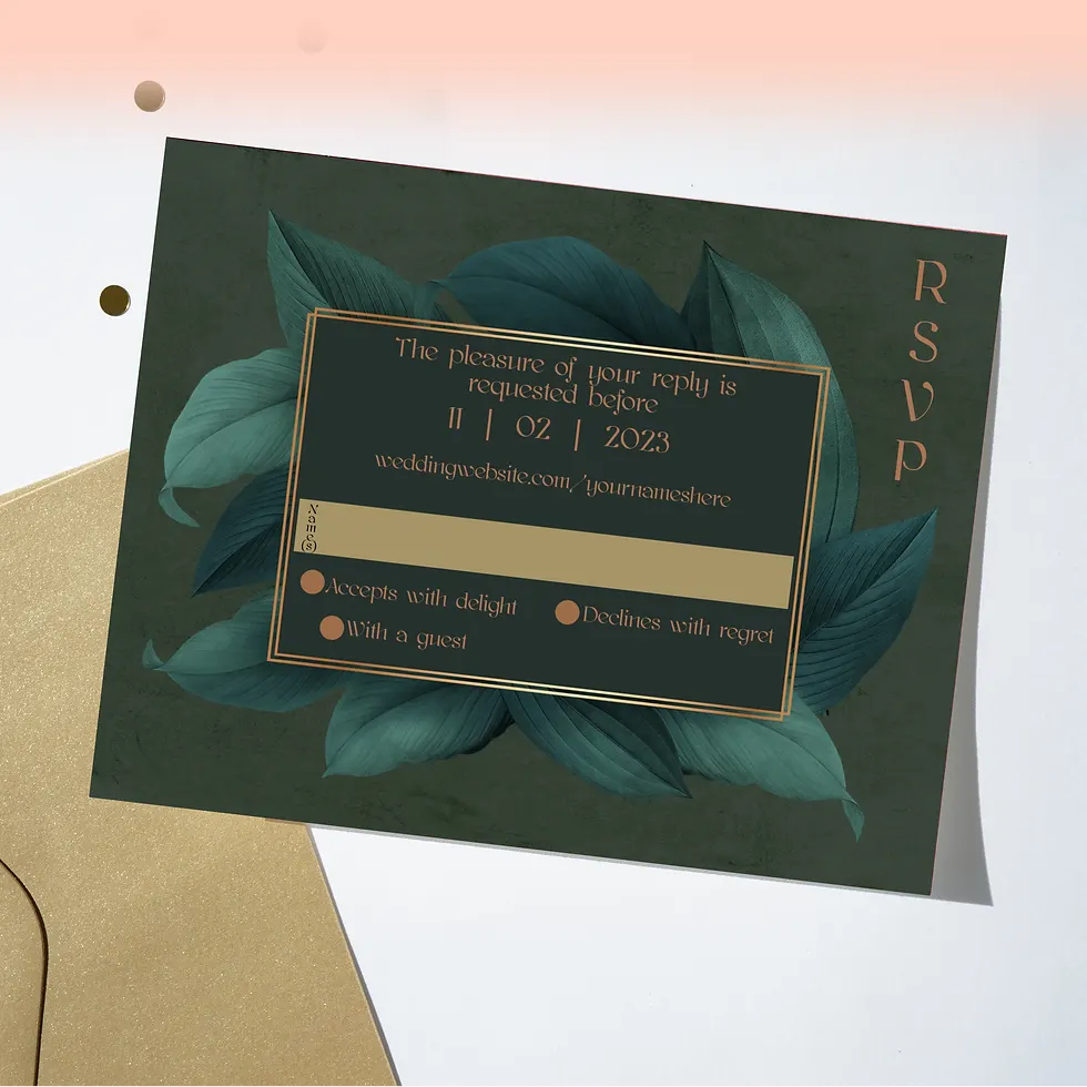 Tropical Leaves Wedding RSVP Cards | Set of 10