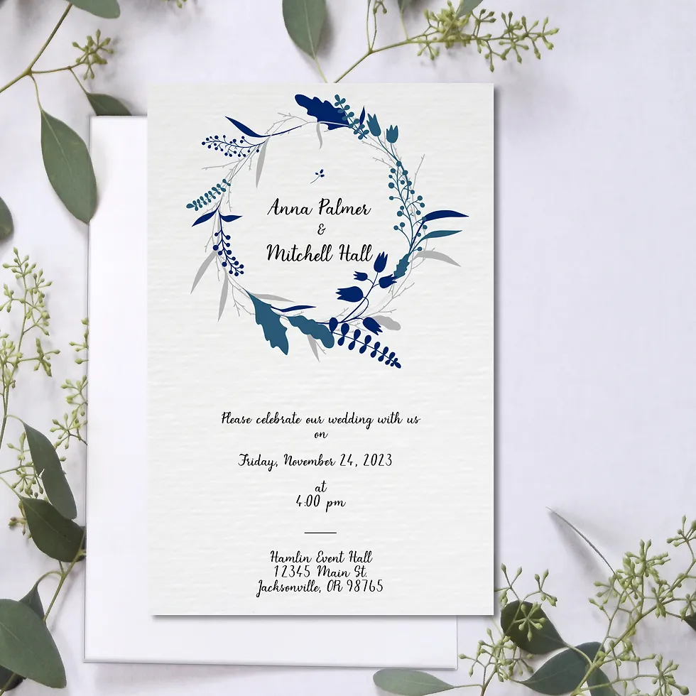 Floral Wreath Boho Wedding Invitations | Set of 10