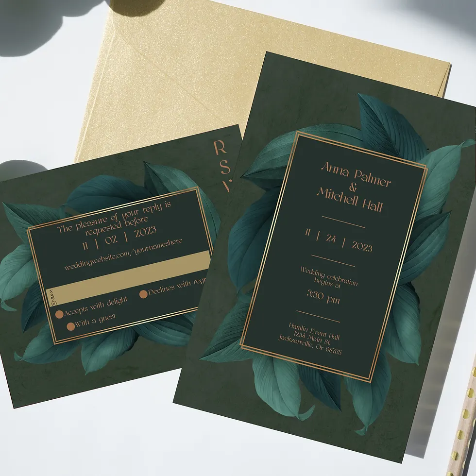 Tropical Leaves Wedding Invitations | Set of 10