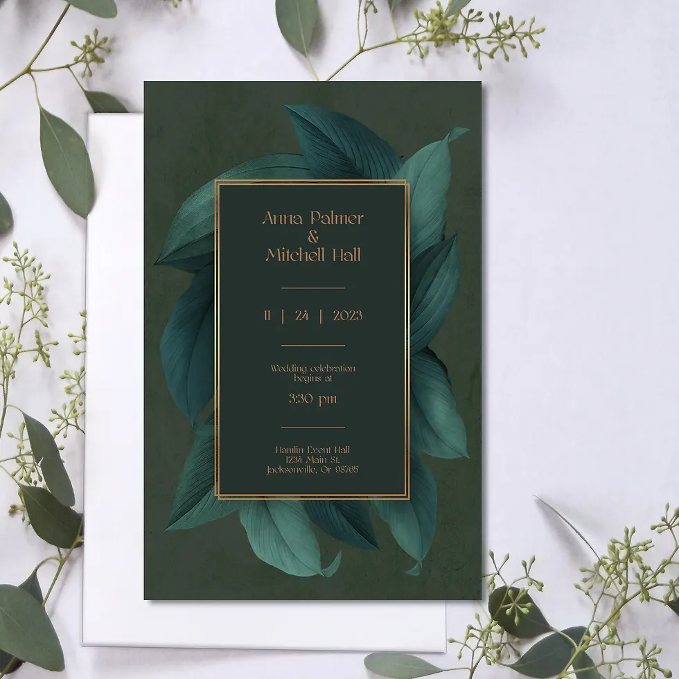 Tropical Leaves Wedding Invitations | Set of 10
