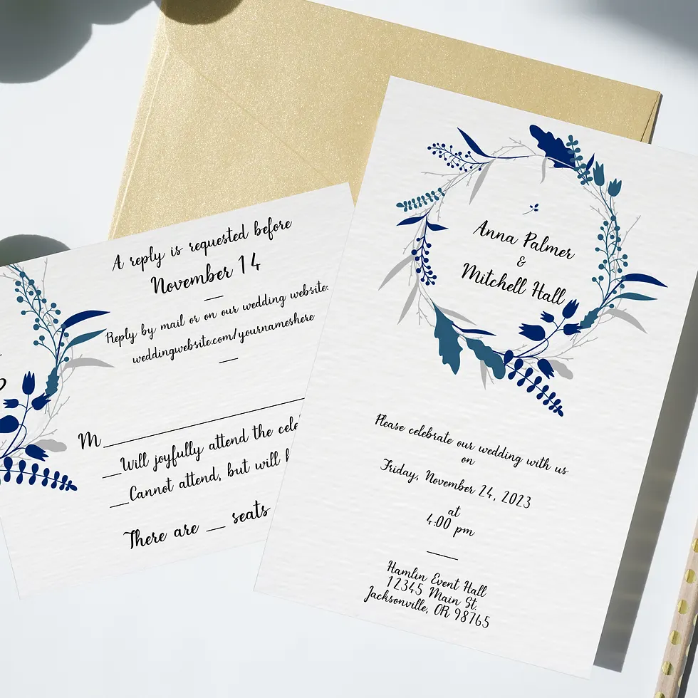 Floral Wreath Boho Wedding Invitations | Set of 10