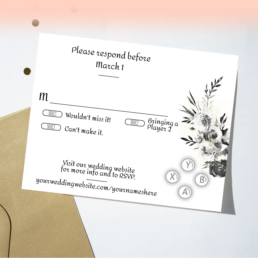 Gamer Themed Wedding RSVP Cards | Set of 10