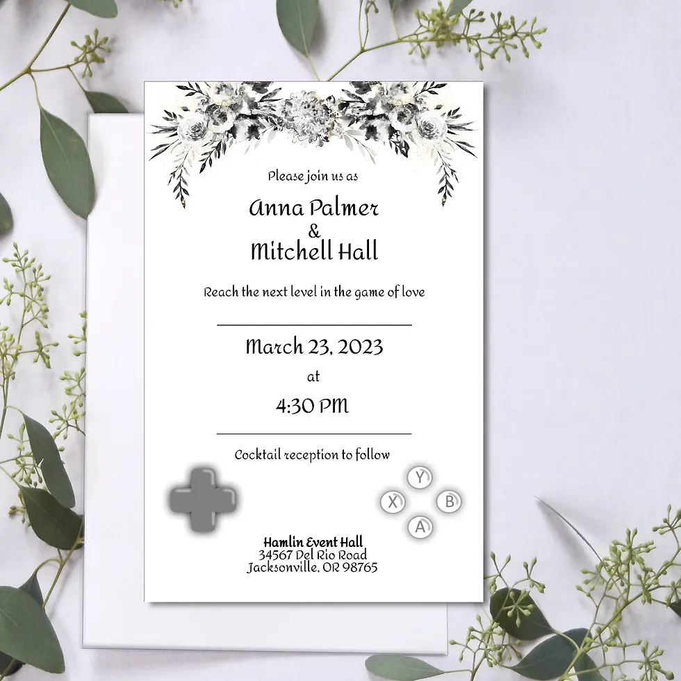 Gamer Themed Wedding Invitations | Set of 10