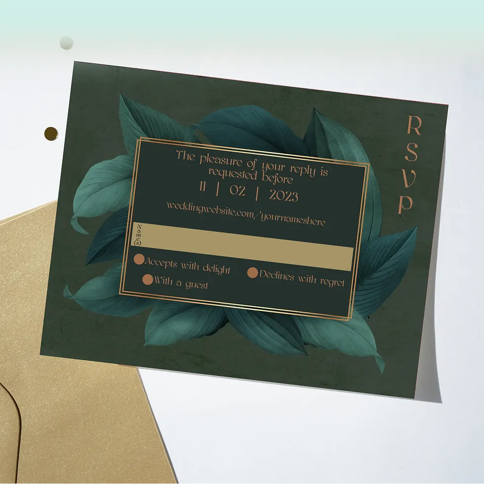 Tropical Leaves Wedding RSVP Cards | Set of 10