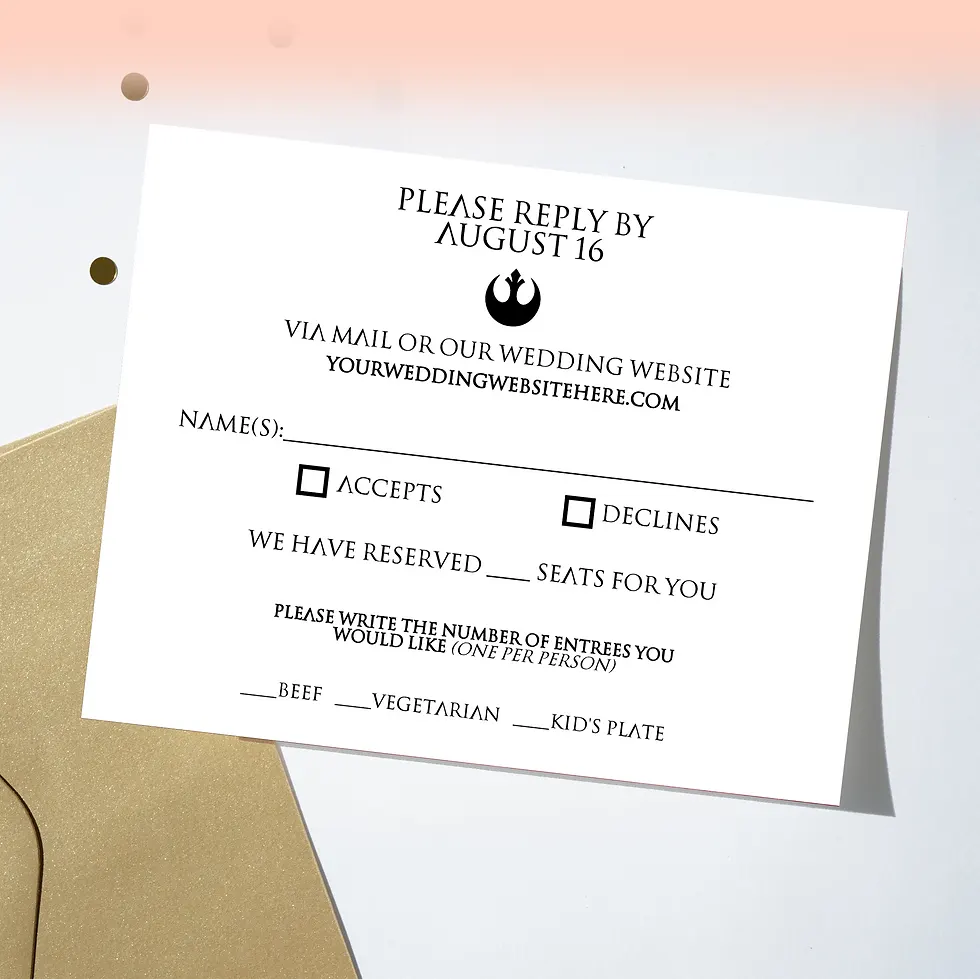 Star Wars Wedding RSVP Cards | Set of 10