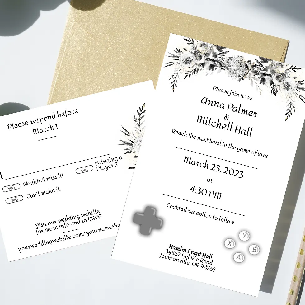 Gamer Themed Wedding Invitations | Set of 10